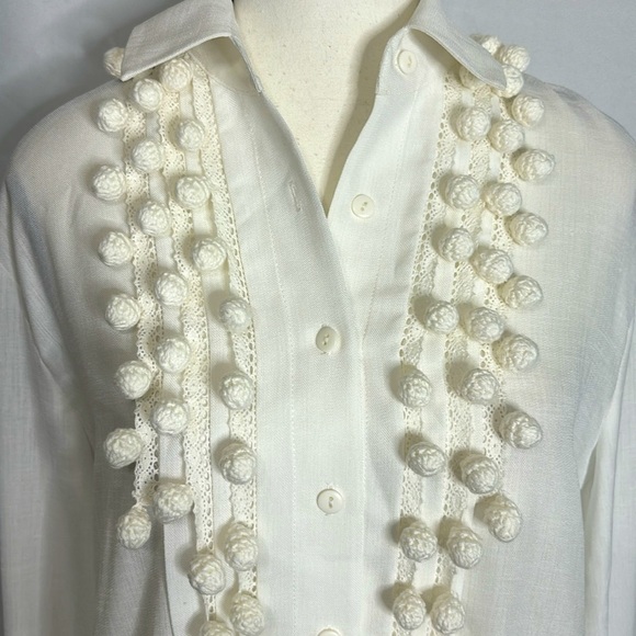Alexis White Blouse with Pom Pom Details - Picture 7 of 10